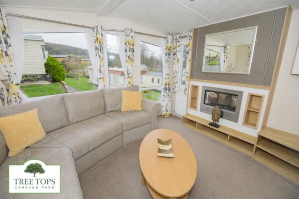 Victory Sandhurst 2 bedroom pre-owned caravan for sale at Tree Tops Caravan Park in North Wales