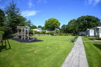Childrens play area at Tree Tops Caravan Park in North Wales