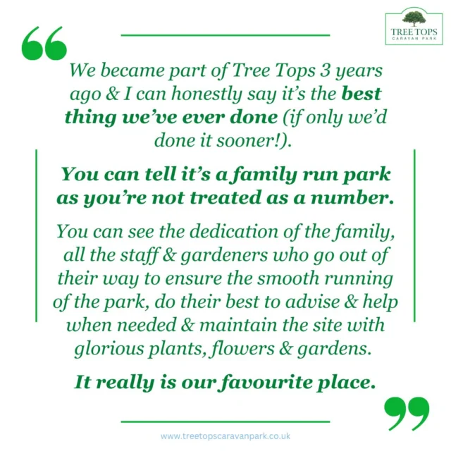 😃We can't tell you enough how happy comments like this make us here at Tree Tops!We're so pleased our lovely 'Tree Toppers' enjoy being here as much as we do!😊Website 🔗 link in bio @treetopscp#TreeTopsCaravanPark #HolidayCaravanParkNorthWales #StaticCaravanParkNorthWales #HolidayCaravanOwnership