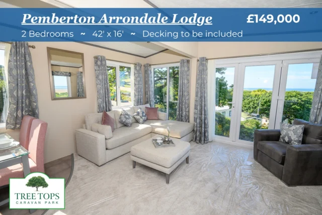 ⭐️ NEW Pemberton Arrondale Lodge for sale at Tree Tops Caravan Park in North Wales! ⭐️🌳 PRICE: £149,000See our website for more details - 🔗link in bio @treetopscpThe beautiful Pemberton Arrondale Lodge is spacious, modern, and has fantastic views over the Park to the Dee Estuary and Irish Sea beyond for you to enjoy on your holidays year after year!⭐️HIGHLIGHTS:
✔️ Wraparound, glass-fronted UPVC decking to be included
✔️ Light and airy lounge with bi-fold doors to the front
✔️ Modern kitchen with island unit & integrated appliances
✔️ Master bedroom with king-size bed and ensuite
✔️ Family bathroom with full-size bath with shower over
✔️ Double glazing and central heating
✔️ 42’x16′
✔️ Stunning sea viewsCall us on 01745 560279 or visit our website (🔗link in bio @treetopscp ) for more details and to arrange a viewing of the Park and this gorgeous holiday caravan.#treetopscaravanpark #northwalesholiday #caravanpark #caravanparknorthwales #pemberton #pembertonarrondale